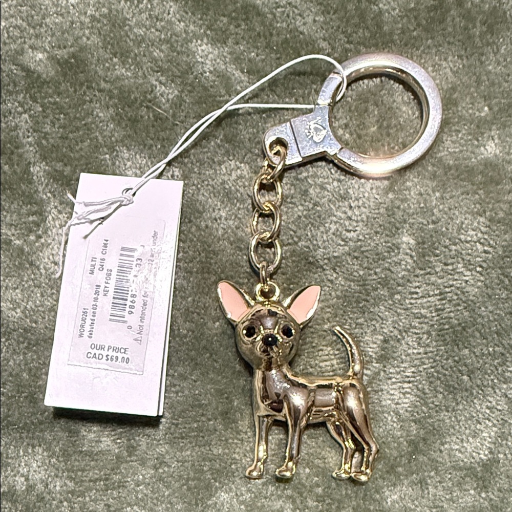 Kate Spade Metallic Dog Keyring Fob - Picture 2 of 5